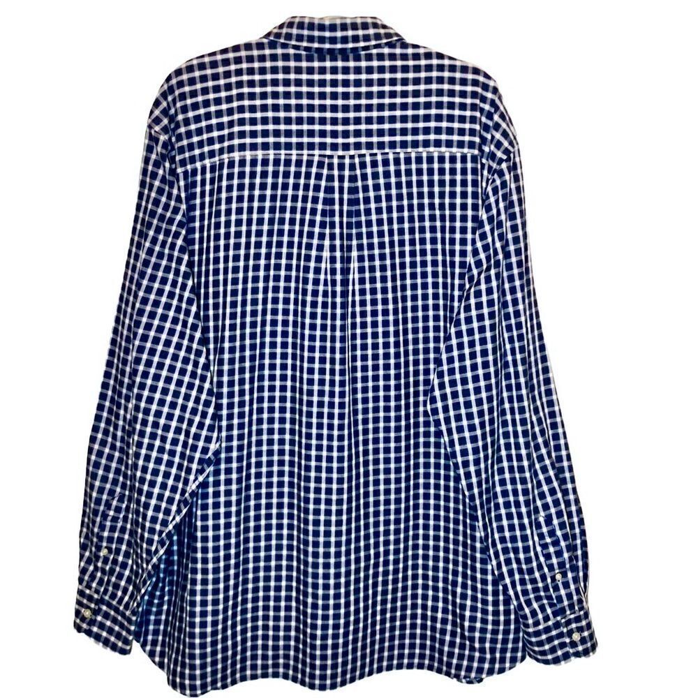 Chaps by Ralph Lauren Easy Care Twill Plaid Shirt in Blue/White Men’s 2XLT - Picture 6 of 9